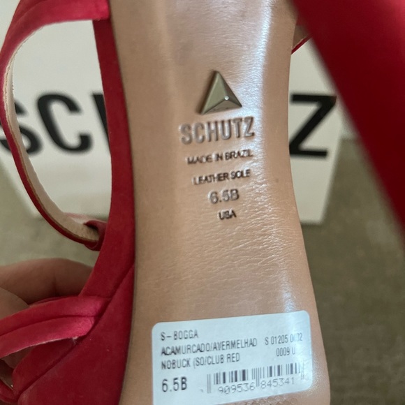 NEW • Schutz • Bogga Strap Suede Sandal Pumps (Red) - Picture 2 of 8